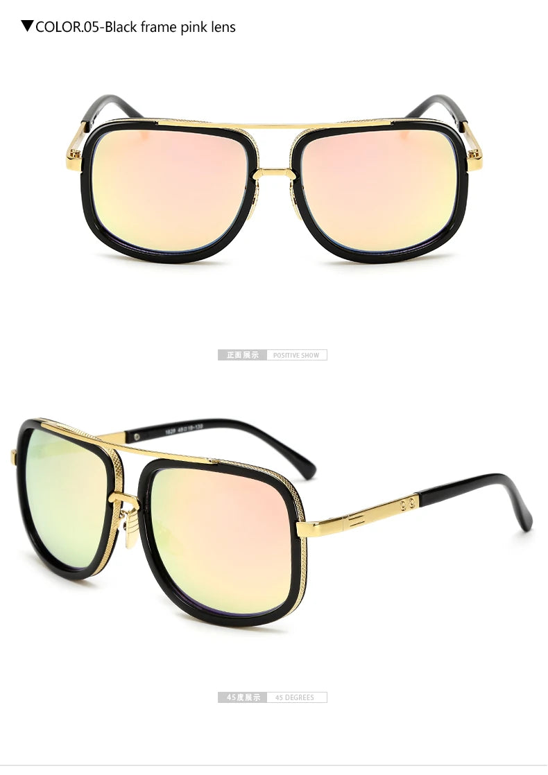 New Fashion Big Frame Sunglasses Men Square Metal Sun Glasses Women Retro Sun Glasses Vintage High Quality