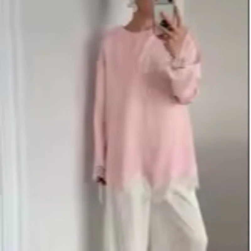 Satin Lace Patchwork Dress Women Long Sleeve O-neck Casual 2026 Spring Female Dresses Casual Solid Beach Robe not contain pearls