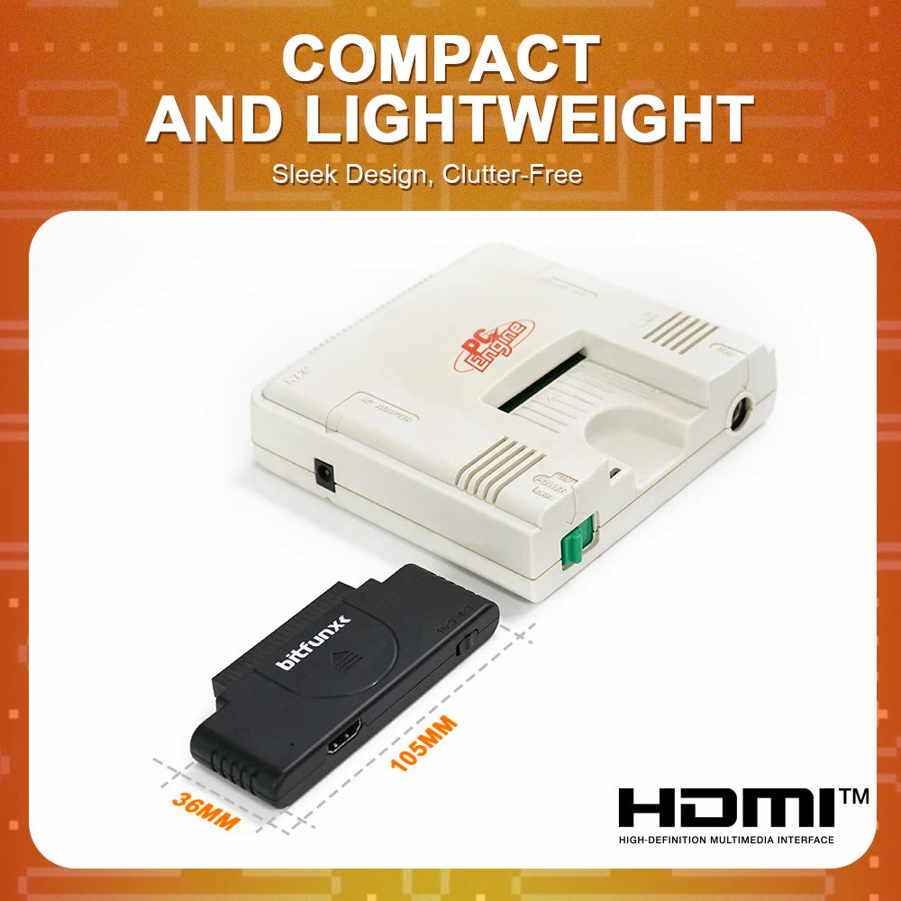 BitFunx RGB To 1080p HDMI™ Adapter For PCE PC Engine Console Support 16:9&4:3 Switching Video Conveter For Core Grafx Series