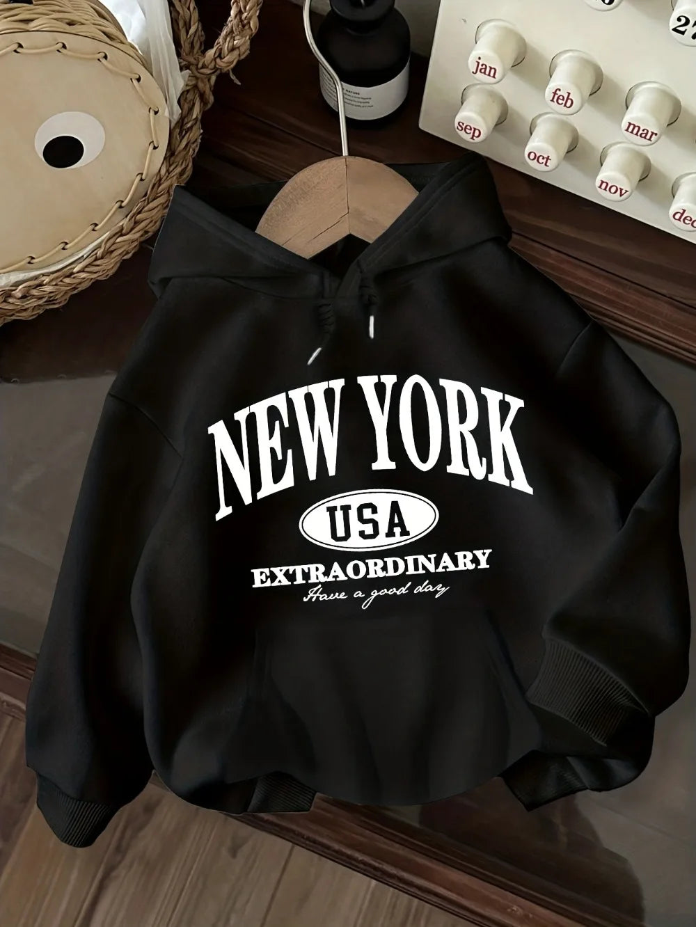 Casual Stylish Women'S Hoodie with Letter Print Long Sleeve Pullover with Kangaroo Pockets Comfortable Stylish Minimalist Design