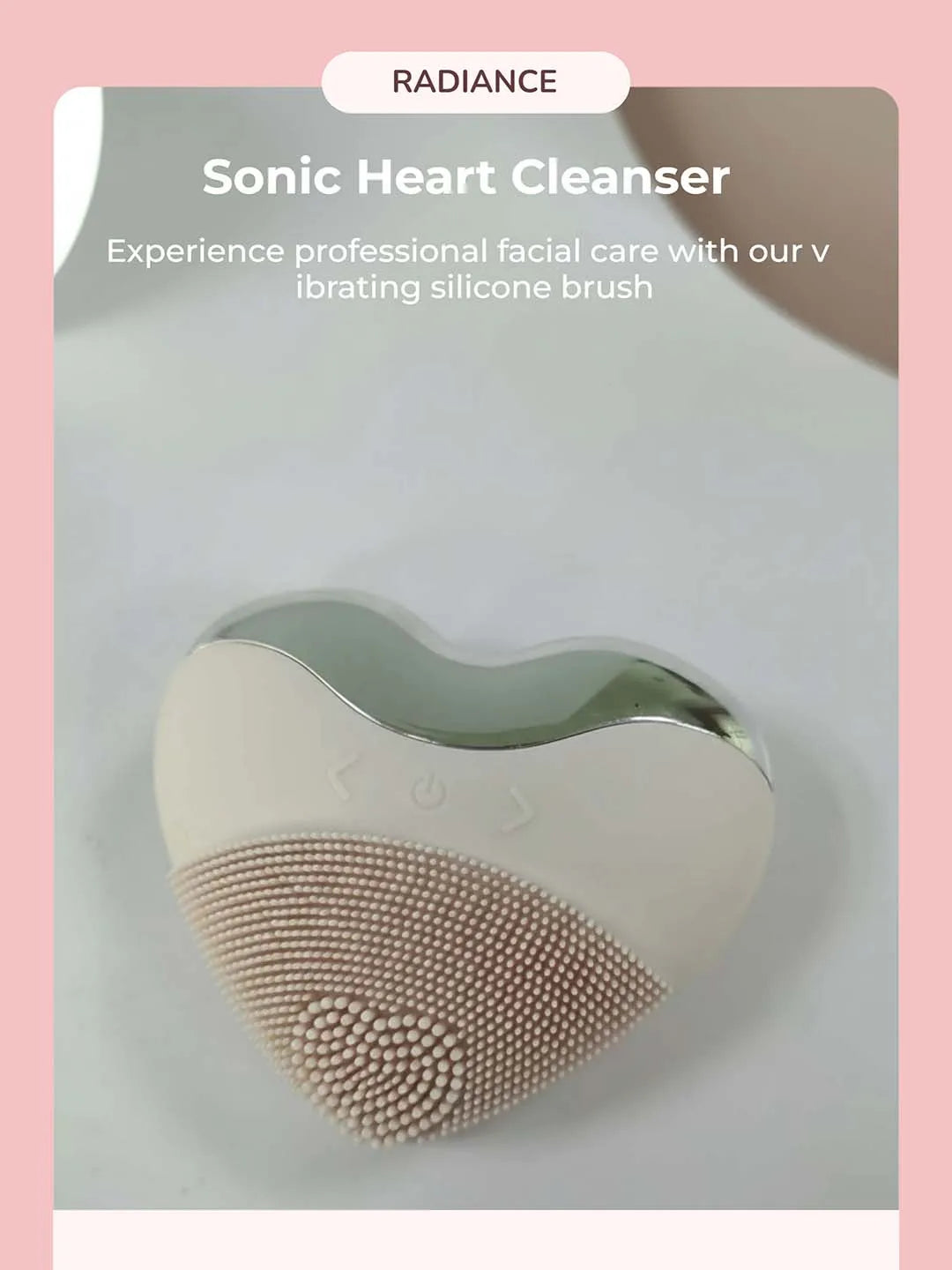 Factory Direct Love Heart Shaped Silicone Waterproof Vibrating Massage Face Cleansing Brush