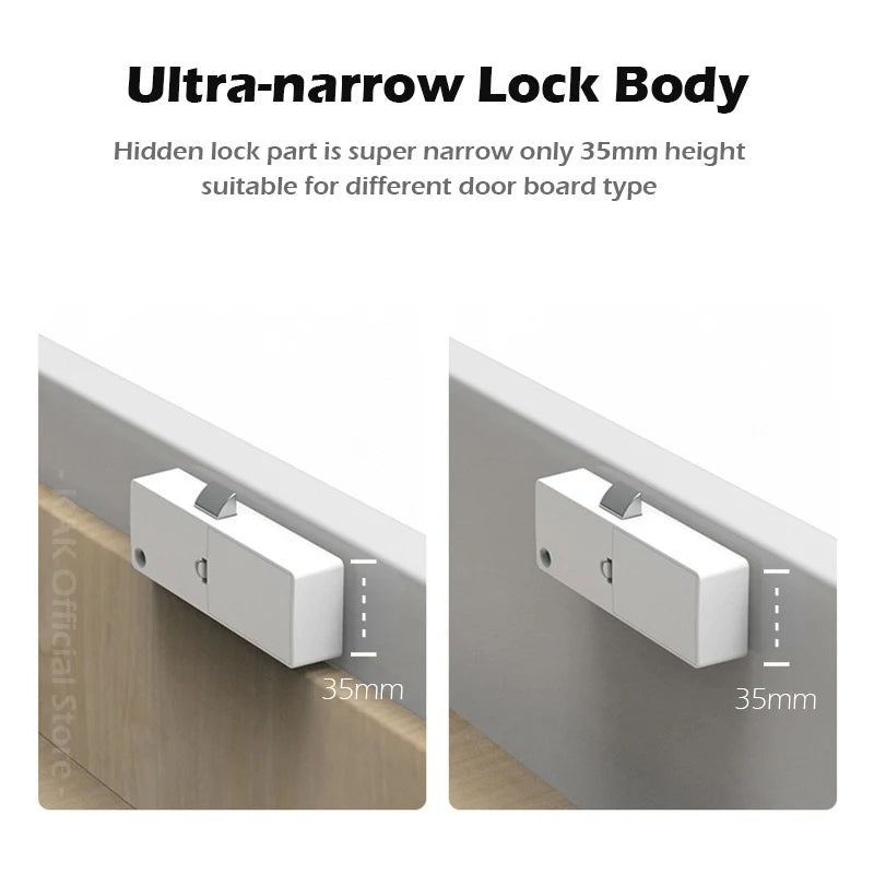 KAK Biometric Fingerprint Lock White Anti-theft Smart Drawer Lock 30x30mm Keyless Fingerprint Security Furniture Door Lock
