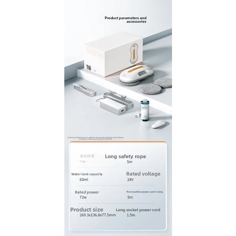 Robot household automatic water spray wet wipe zero welt glass cleaning robot