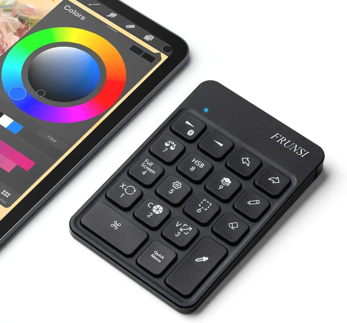 FRUNSI Wireless Bluetooth Shortcut Keyboard for iPad Procreate Graphics Drawing Tablet Painting Mini Portable Rechargeable