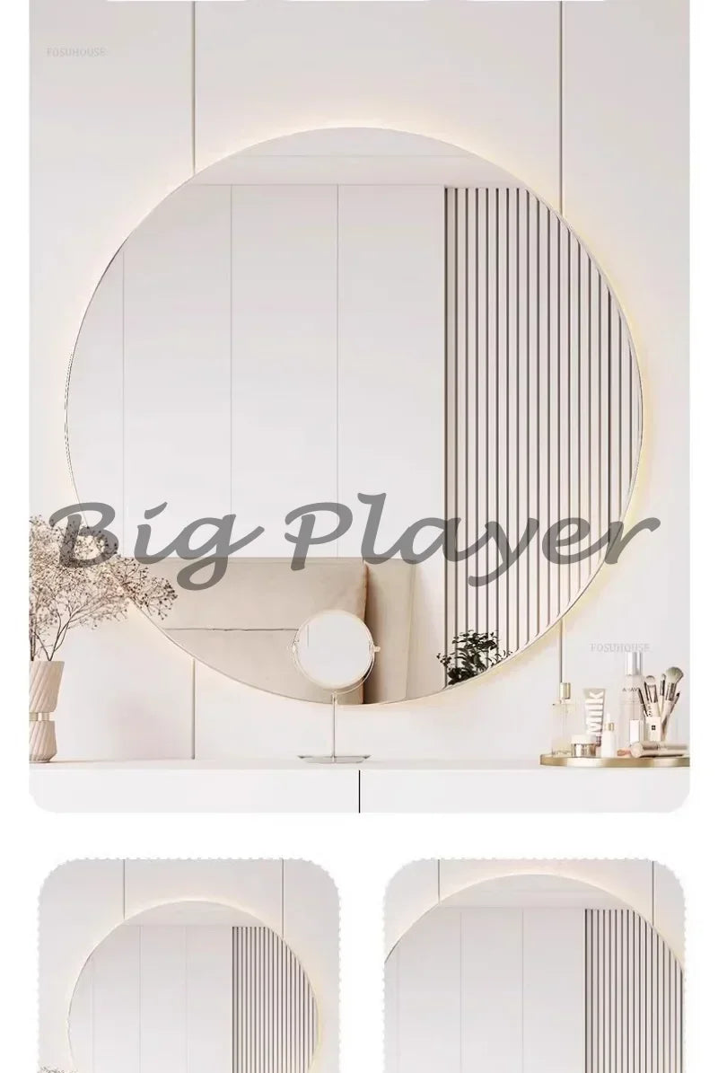 Cream Style Wall Mounted Dressing Table Minimalist Bedroom Furniture Set with Mirror