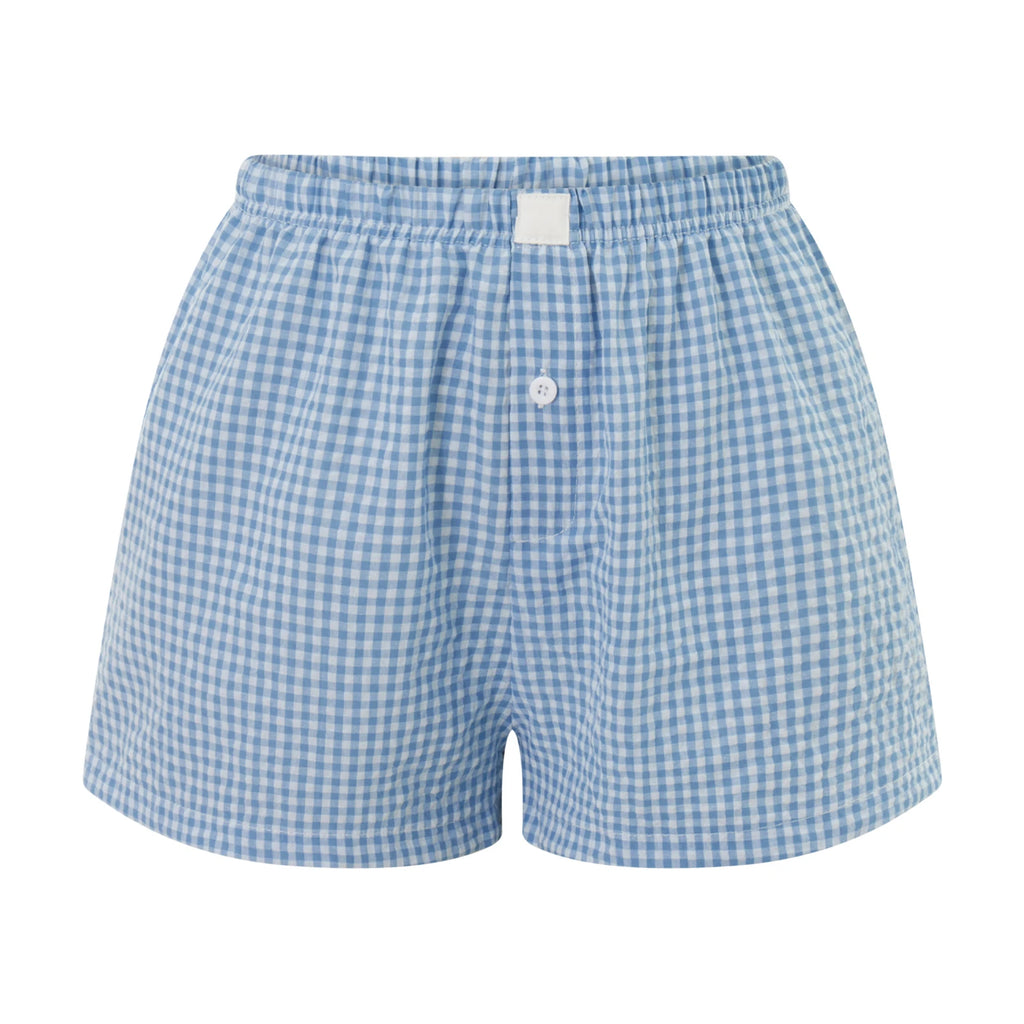 hirigin Women Y2k Gingham Boxer Shorts Stripes Button Elastic Waist Boxers Cute Mini Bloomers Plaid Loose Fit Boy Shorts