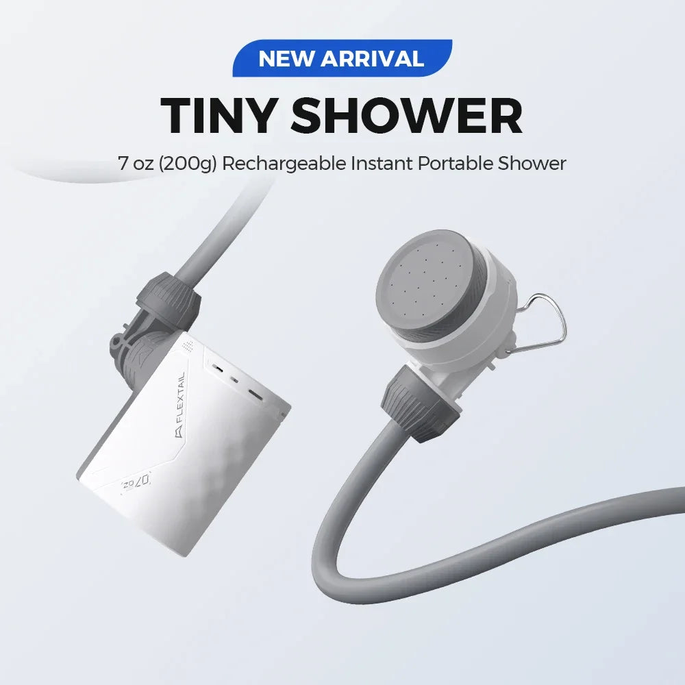 FLEXTAIL Portable Shower Pump, IPX7 Waterproof Pump Head and Hose Set, Rechargeable Water Pump for Camping, Outdoor Shower