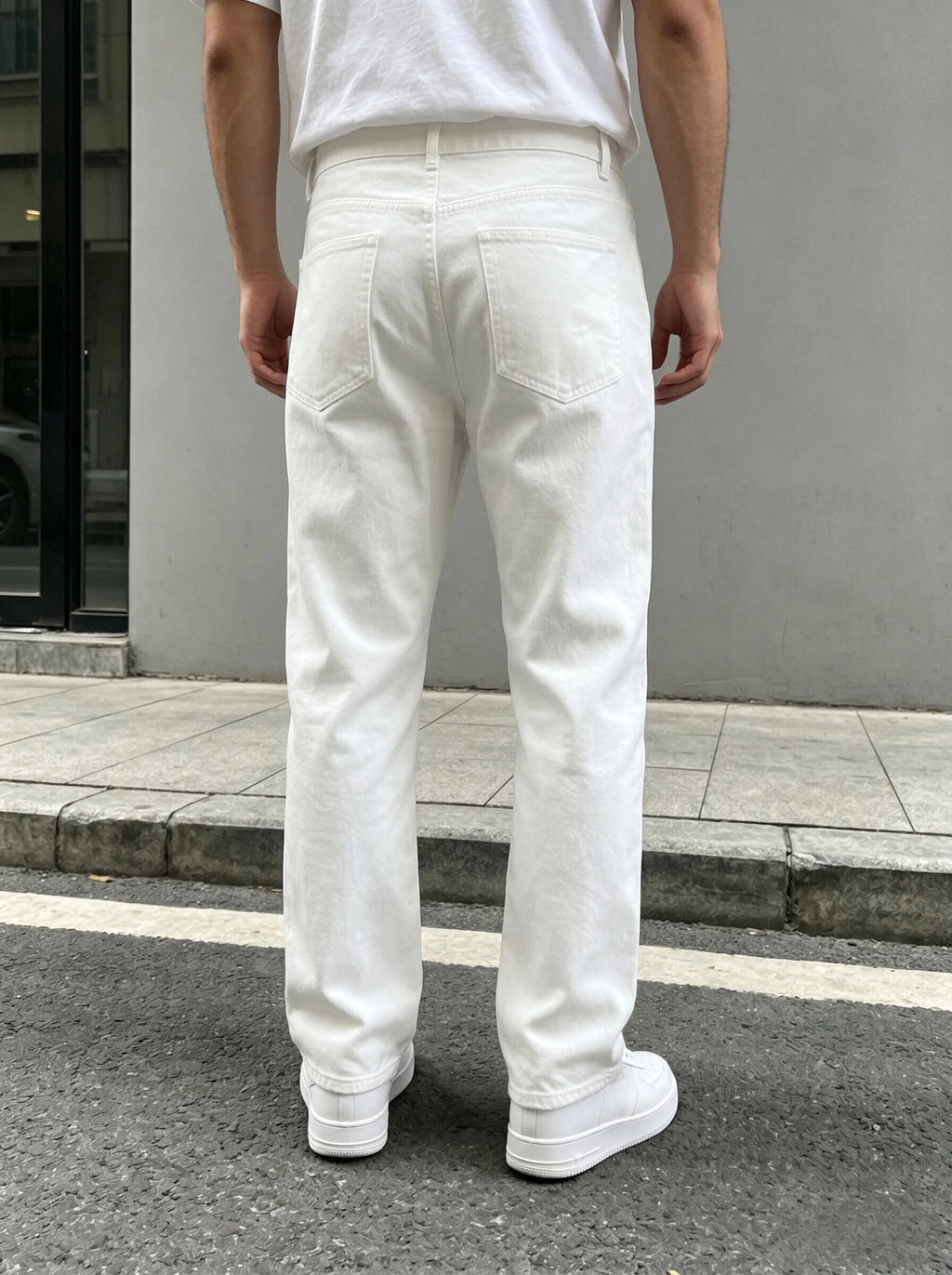 Men Denim Jeans Pants Clothing Trousers Men's White Ripped Loose Straight Leg Denim Jeans Men's White Ripped Jeans Loose Straigh