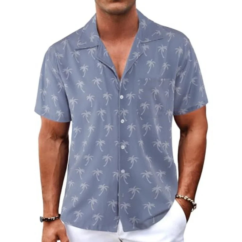 Men's Hawaiian Shirt Short Sleeved Button Casual Shirt Summer Print Tropical Floral Beach Shirt