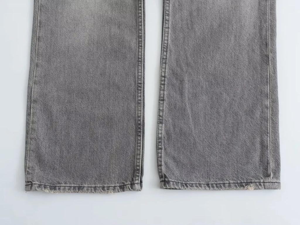 Maxdutti British fFashion Street Distressed Jeans Boyfriend Style Pants Girls Retro Loose Casual Jeans For Women Harem Denim
