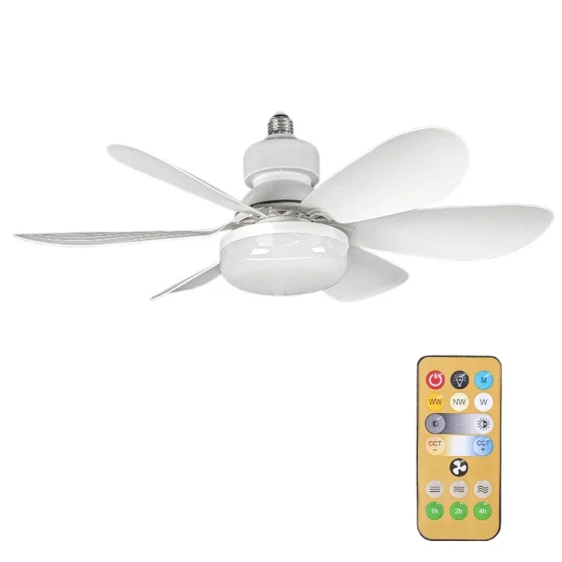 Ceiling Fan Lighting Dimmable Light Color Temperature Modern Ceiling Mount Remote Control Smart E27 Led Ceiling Fan Light