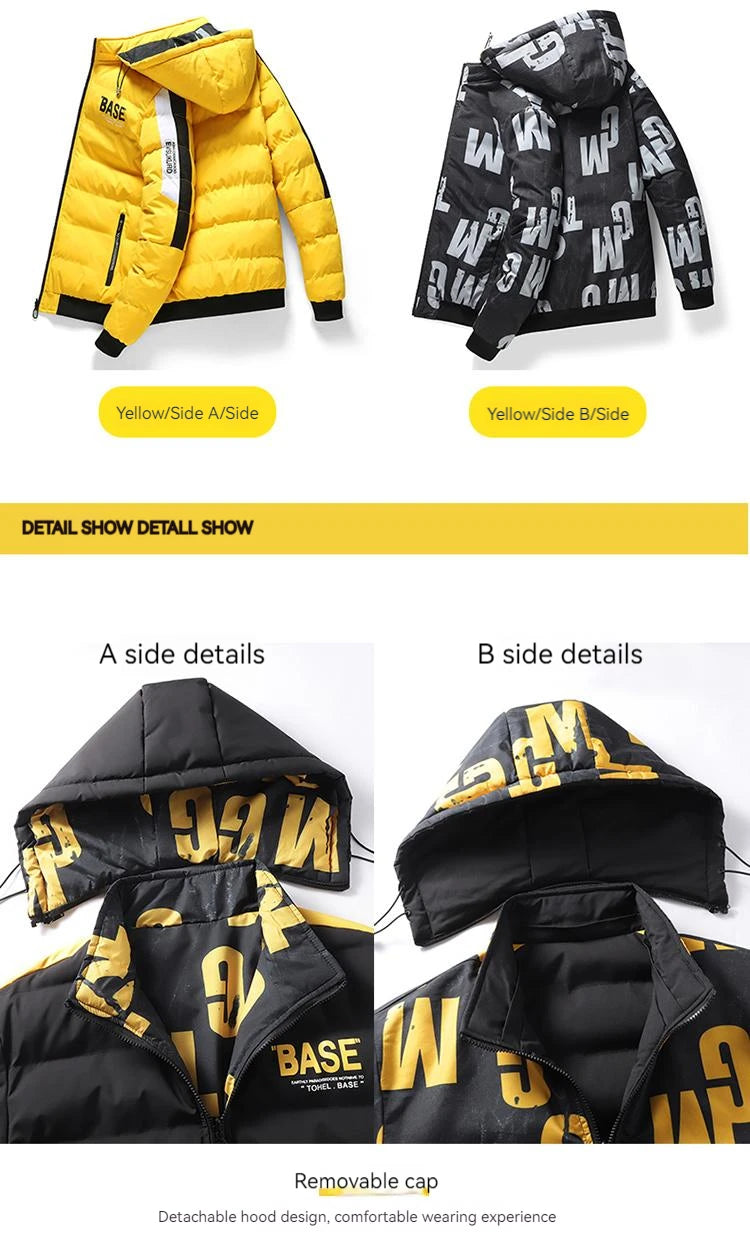 Ueteey Winter Warm Cotton Jacket Men 2023 Windproof Padded Thick Hooded Parkas Down Jakcets Casual Outdoor Mens Coat Streetwear
