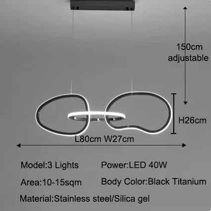 Light luxury LED lustre pendant lights hanging lamps black gold rose gold light for indoor bedroom dining table light fixture
