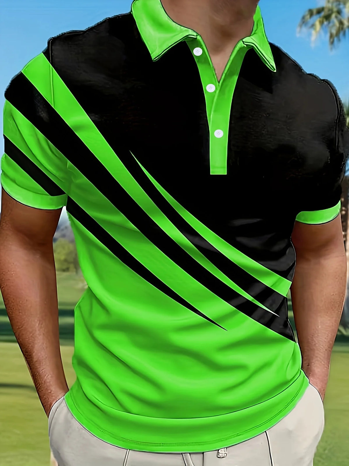 Summer T Shirts for Men 2024 Short Sleeve Men's Clothing Collar 3D Printing Plain Shirt Striped Polo Tees Fashion Pullover Tops