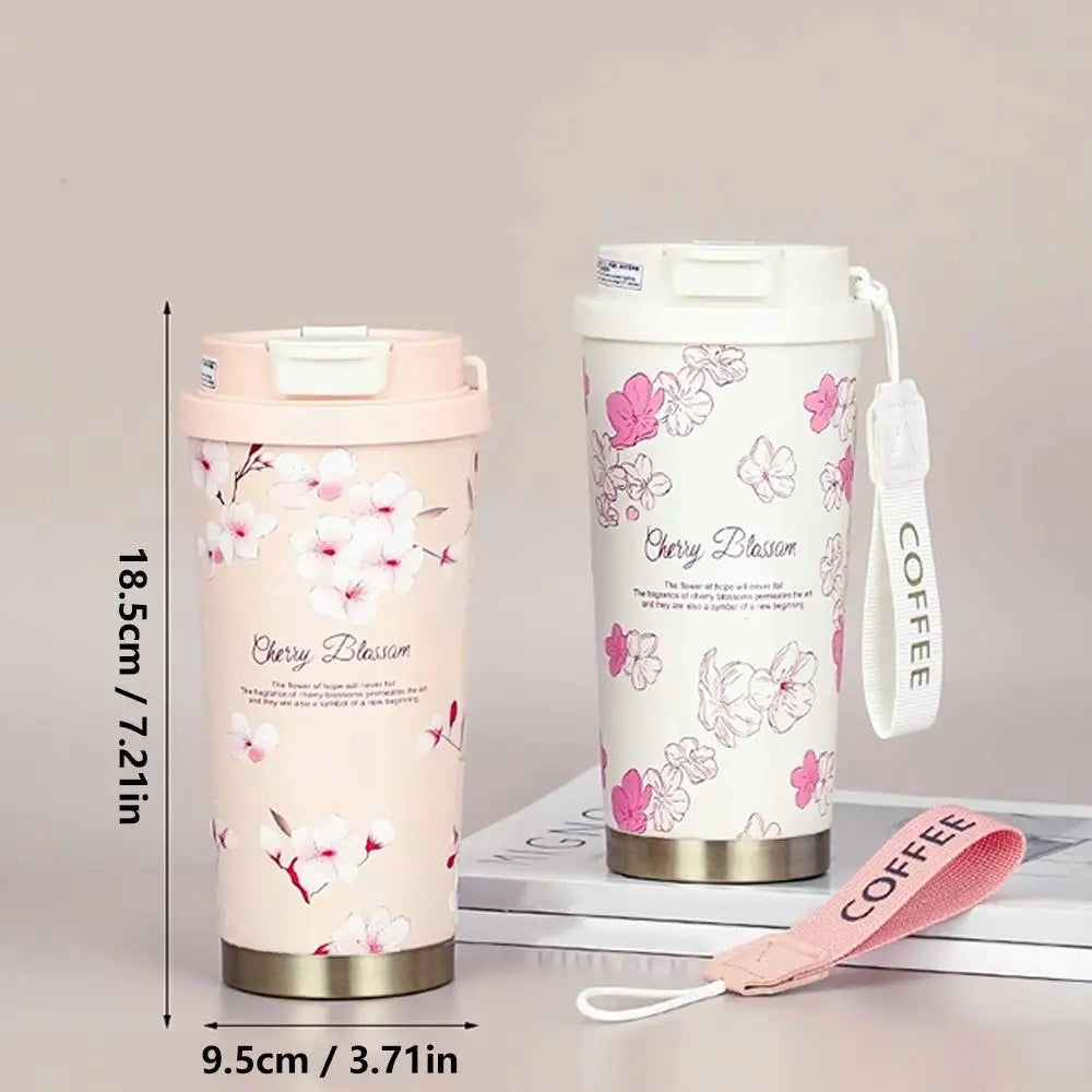500ml vintage coffee cup sunflower women's cup portable travel cup leak proof double wall insulated cup vacuum drum