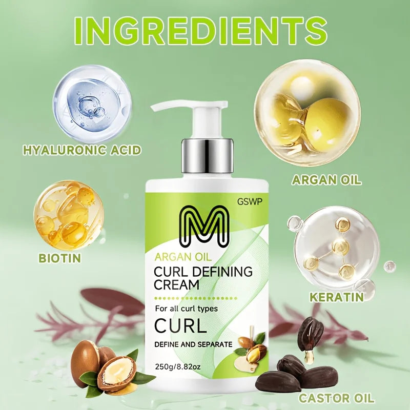 GSWP Curl Defining Cream, Containing, Castor Oil, Keratin, Styling Curls, Controlling Frizz. 250/500g