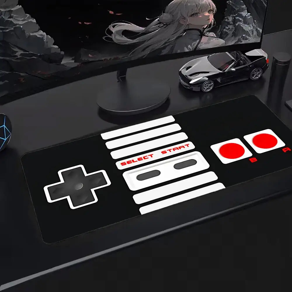 Super Retro Game Controller Mouse Pad Tapetes de Mesa Teclado, Borracha Kawai, Tapete de Mesa Antiderrapante, XXL90x40cm