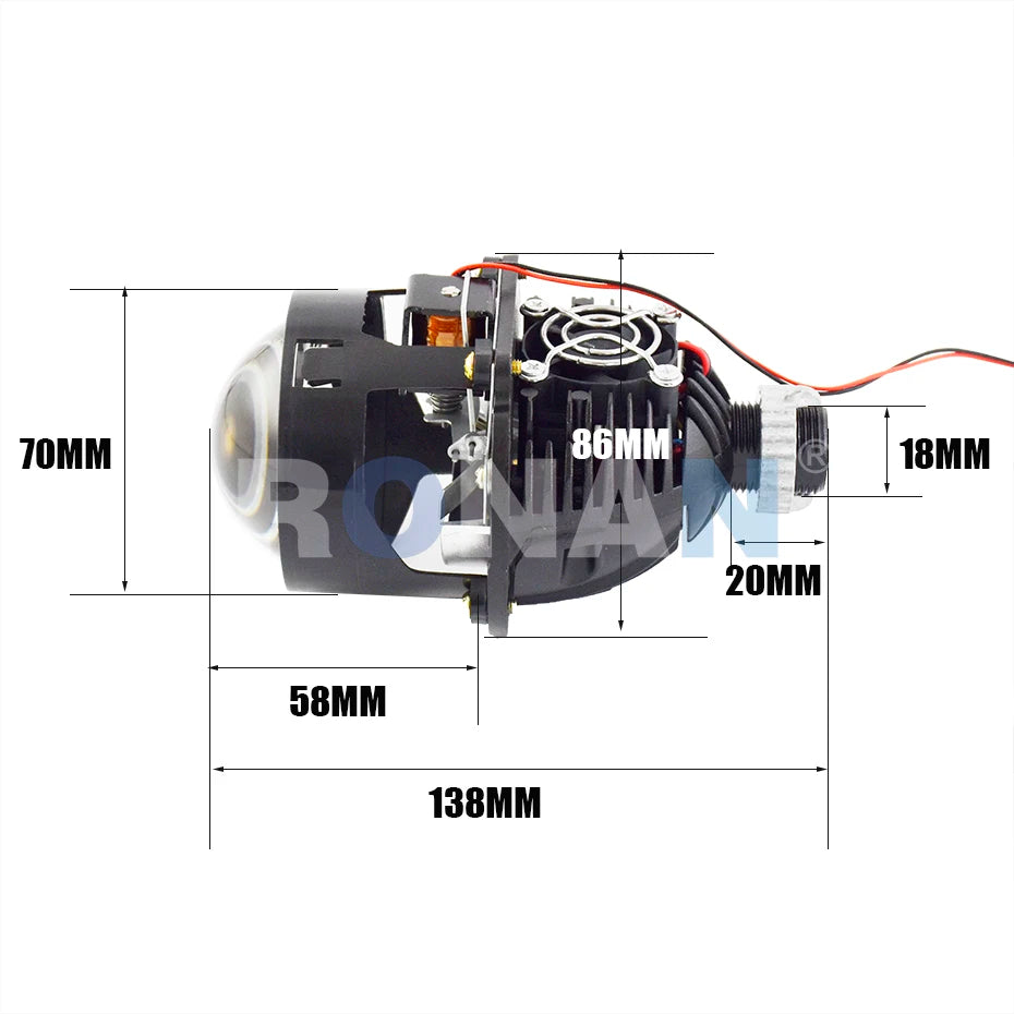 Ronan 2.5INCH 42W 6000K HD Bi-LED Projector Lens Dual LED Chips for H1 H4 H7 9005/9006 Socket Car Lossless Upgrade Retrofit
