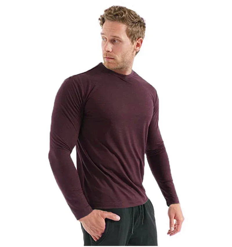 100% Merino Wool Thermal Underwear Men Merino Wool Base Layer Shirt 240G Winter Warm Wicking Breathable Anti-Odor USA Size