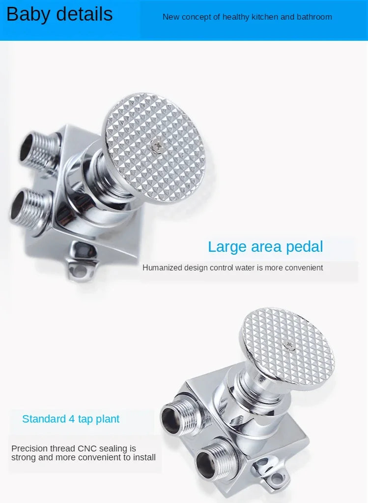 Foot-operated Faucet Brass Hospital Laboratory Food Factory Basin Foot Valve Single Cold Foot Faucet  Kichen  Water Faucet