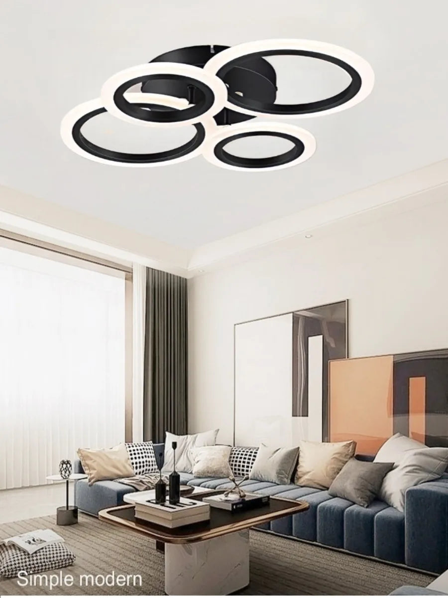 Modern Dimmable LED Ring Ceiling Lights Chandelier Indoor Home Decor Lighting Fixture for Living Dining Bedroom Study Room