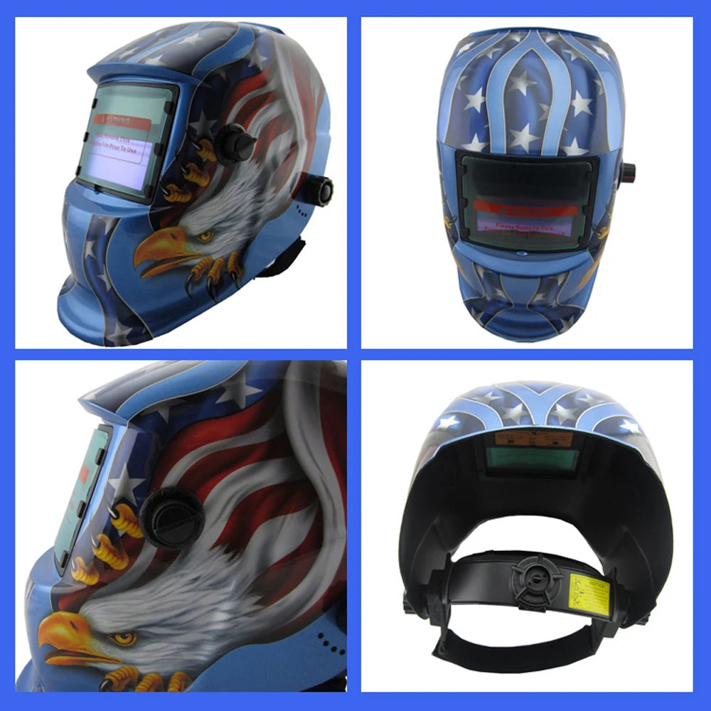 Solar Welding Facemask Auto Darkening Heat Insulation Head-mounted Large View Automatic Dimming Face Shield Arc Welding Helmet