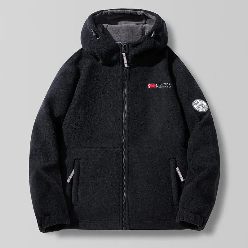 New Winter Men Hooded Polar Fleece Jackets Warm Coats High Quality Men Outdoors Winter Coats Fashion Loose Down Jackets Size 3XL