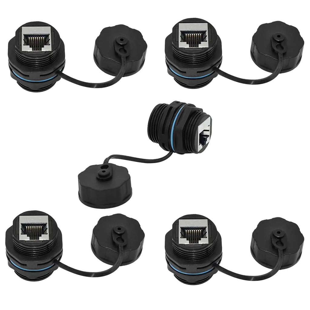 Panel Mounting Shielded CAT6 RJ45 Waterproof Connector Cat5e/6 8P8C Ethernet LAN Cable Coupler Adapter with Waterproof/Dust Cap