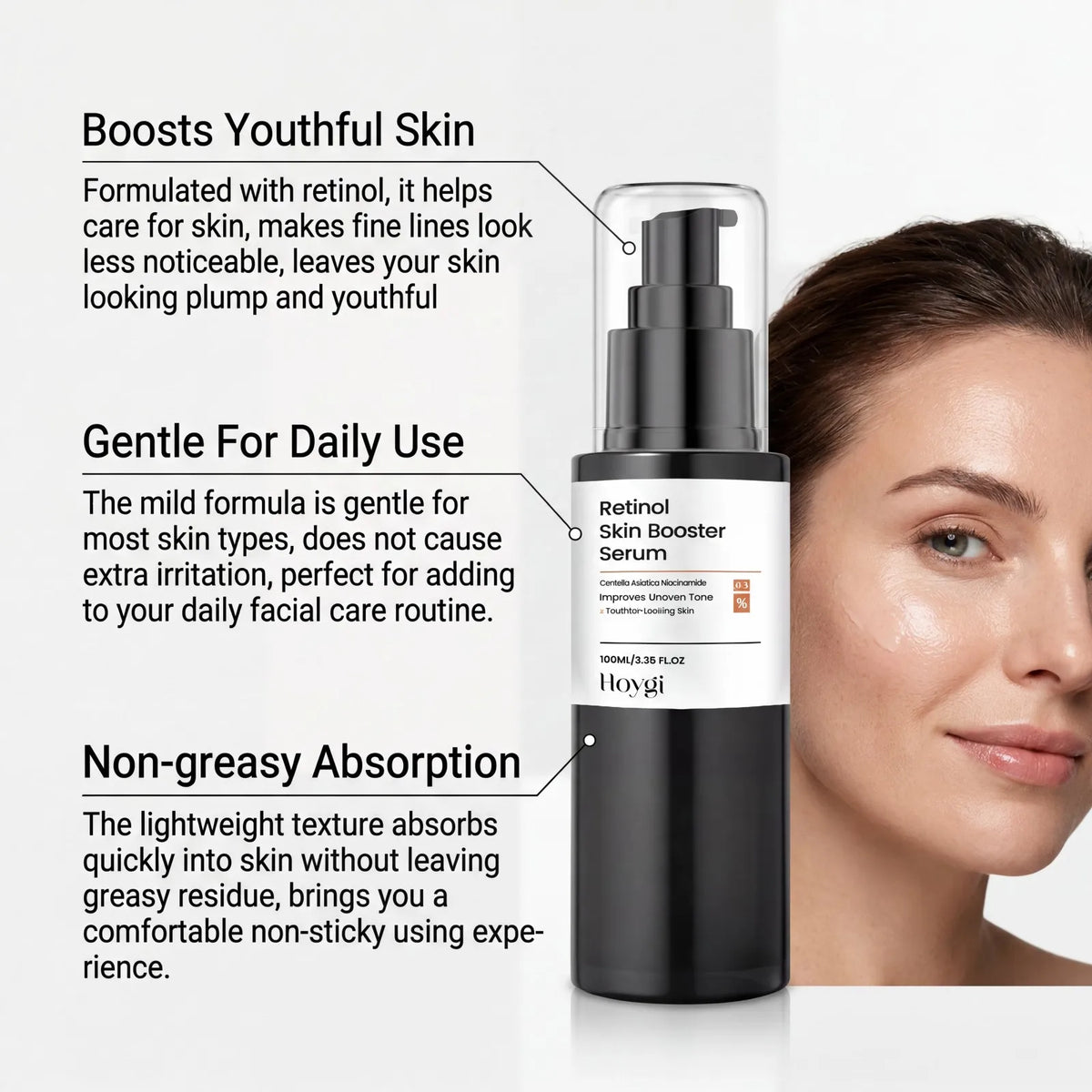 100ml Retinol Skin Booster Serum Hydrating Face Serum Fine Lines Shrinking Pores Firming Skincare Mild Ingredients Serum