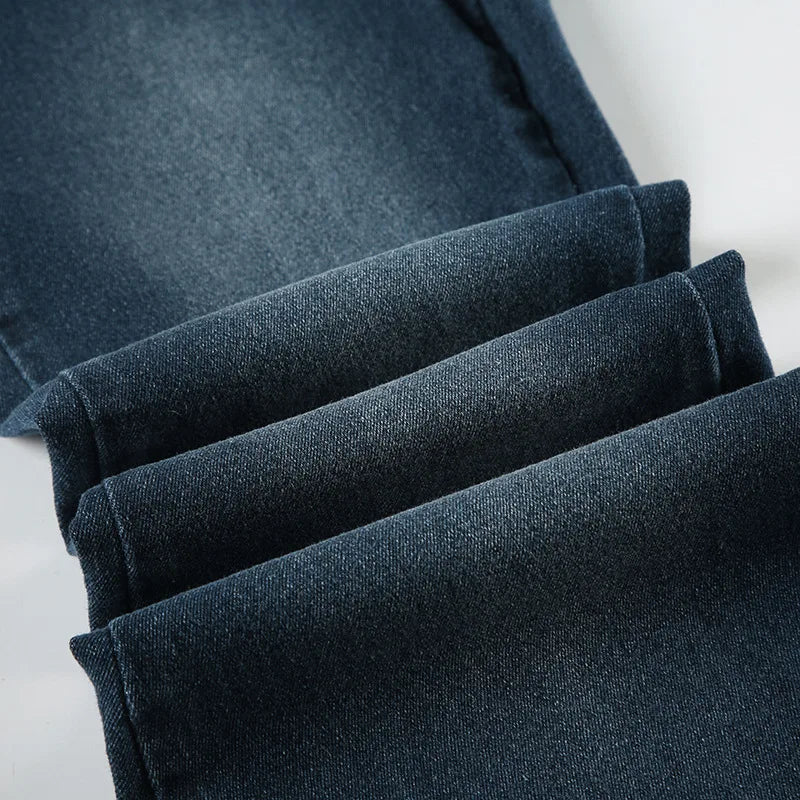 2026 Denim Trousers Y2K Flare Pants Jeans Women Embroidery Boot Cut Low Waist Washed Distressed Pockets Floor Length Streetwear