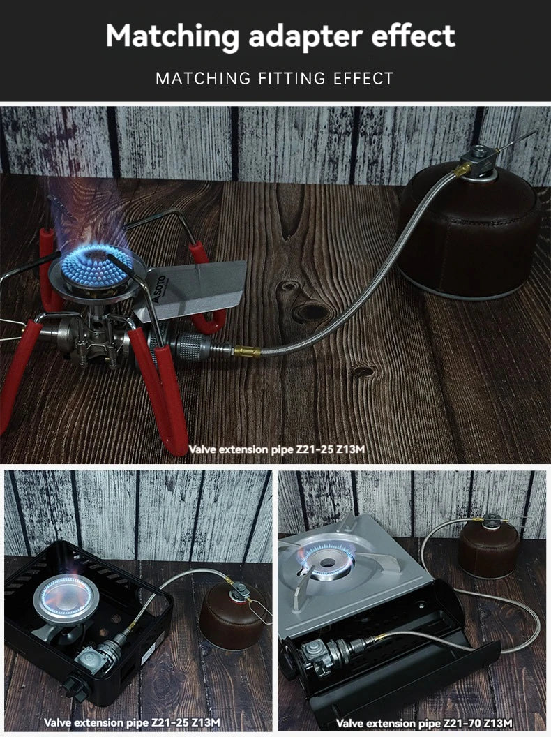 CAMPINGMOON Outdoor Split Stove Accessories Flat Gas Tank Extension Line With Valve Camping Stove Extension Pipe Adapter