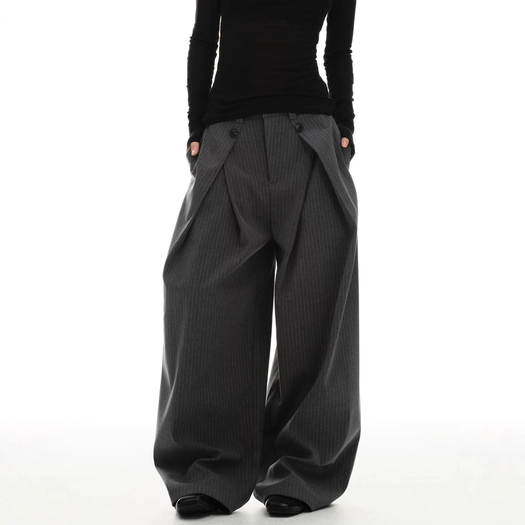 2026 New Vintage Pinstripe Suit Pants Loose Wide Leg Slimming Long Pants Casual Commute Trousers For Men And Women
