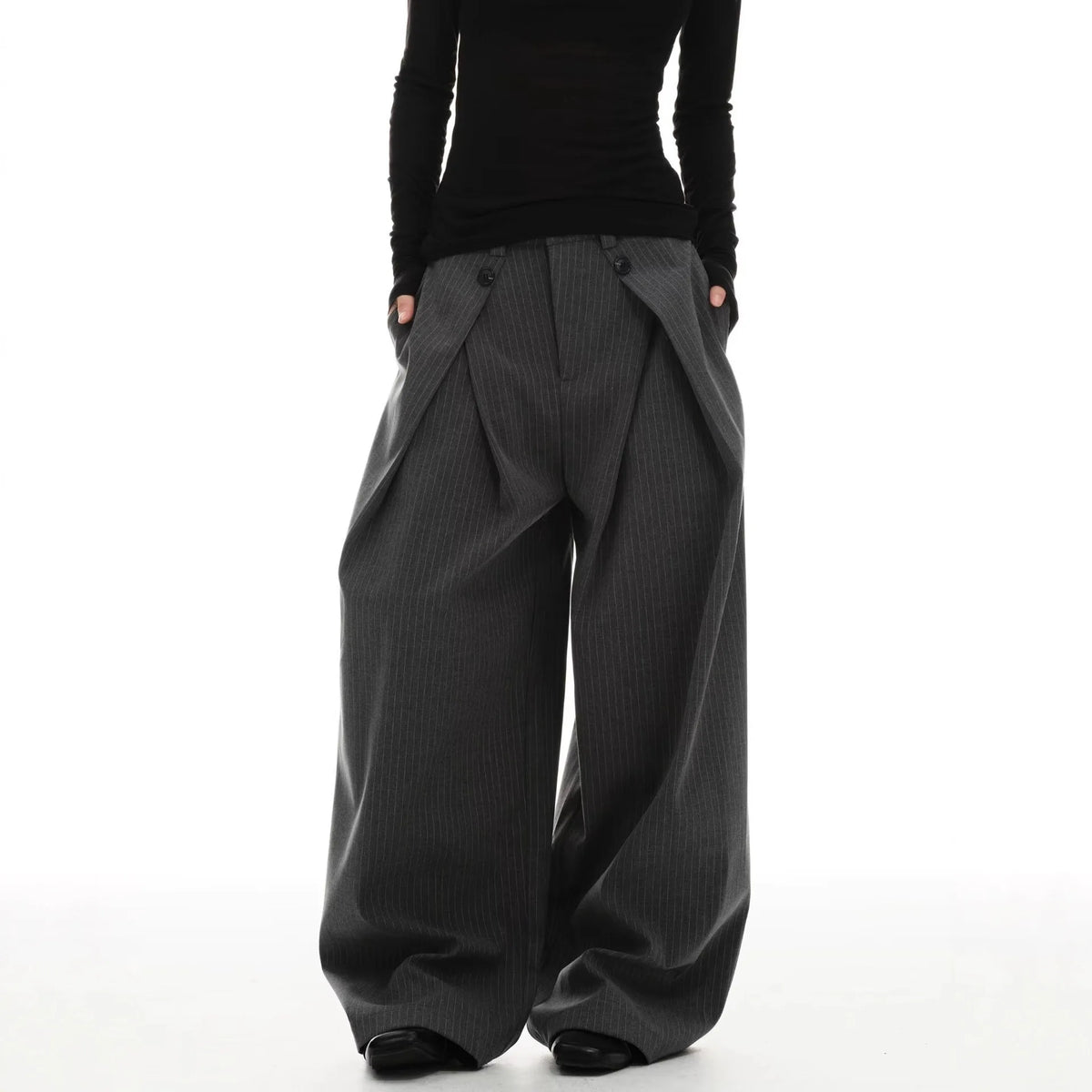 2026 New Vintage Pinstripe Suit Pants Loose Wide Leg Slimming Long Pants Casual Commute Trousers For Men And Women