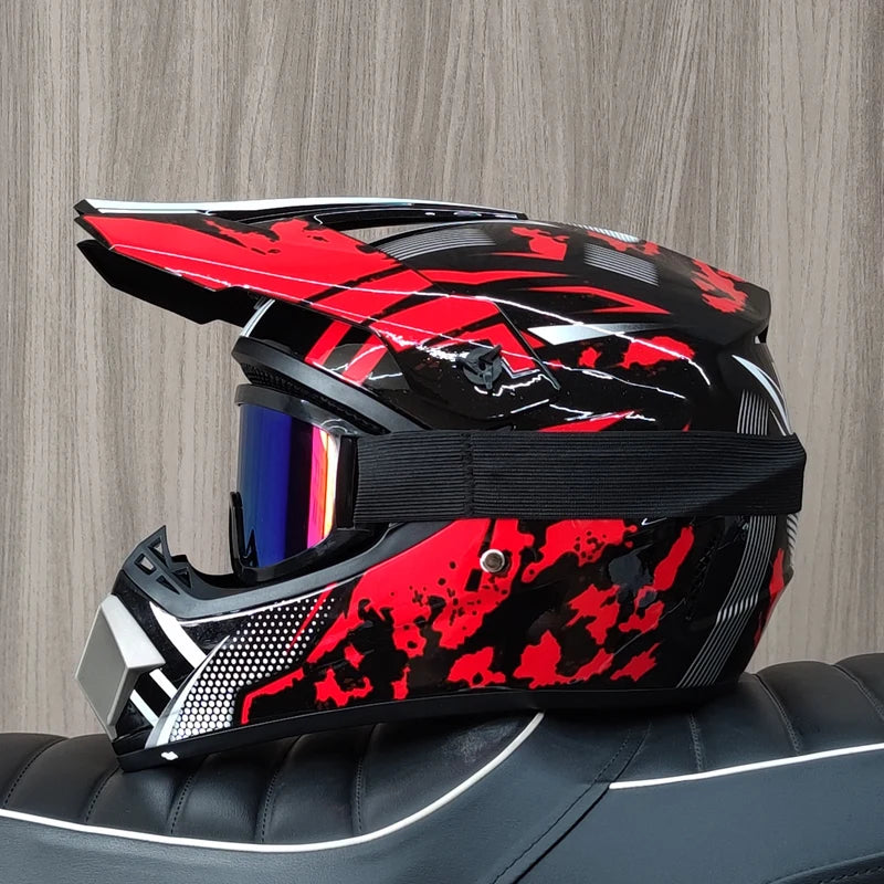 Professional motorcycle off-road helmet with free goggles, off-road bike ATV Quad DH racing protective helmet Casco