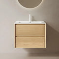 24'' Floating Bathroom Vanity with Sink, Wall Mounted Modern Bathroom Cabinet W/Curved Edges Stripes, Oak & Plywood,, Custom
