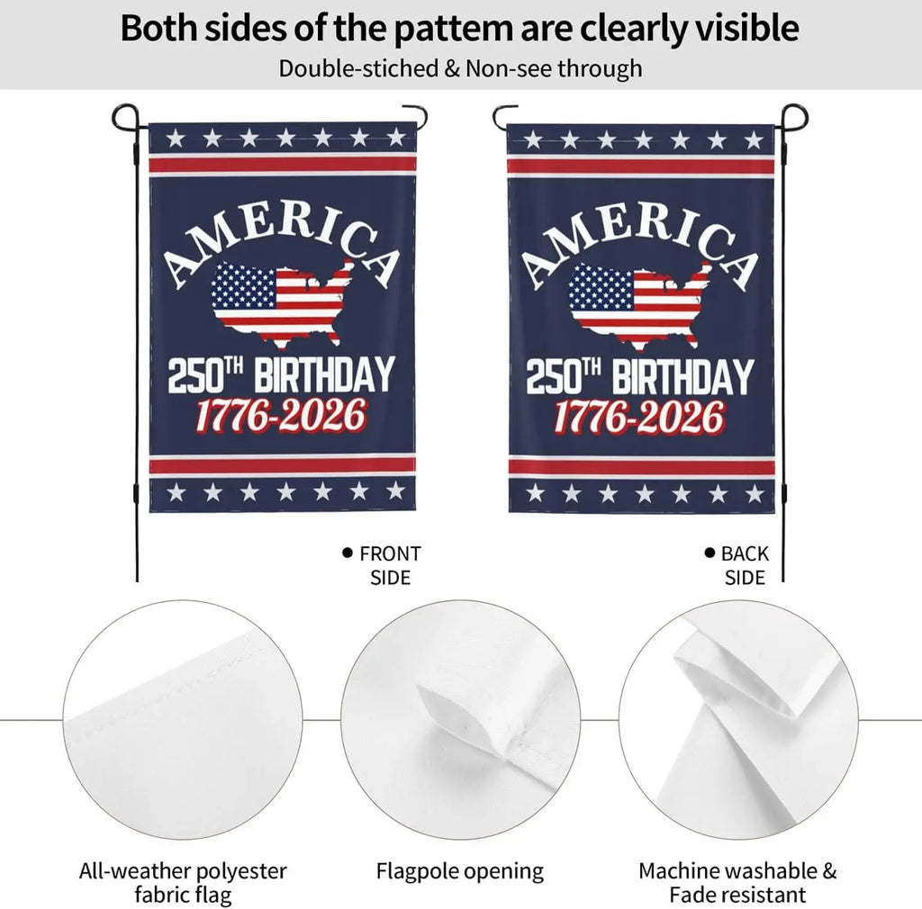 America 250th Birthday Garden Flag 12x18 1776 2026 America 250 Years Anniversary Yard Sign God Bless Usa Patriot House Flag  loj