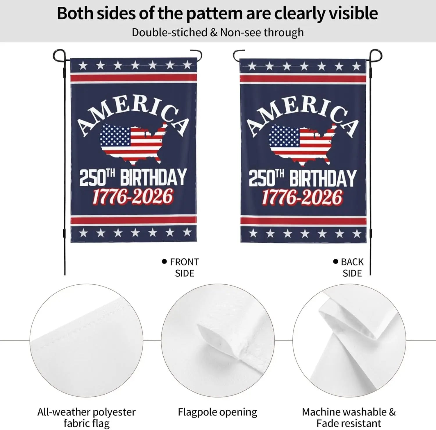 America 250th Birthday Garden Flag 12x18 1776 2026 America 250 Years Anniversary Yard Sign God Bless Usa Patriot House Flag  loj