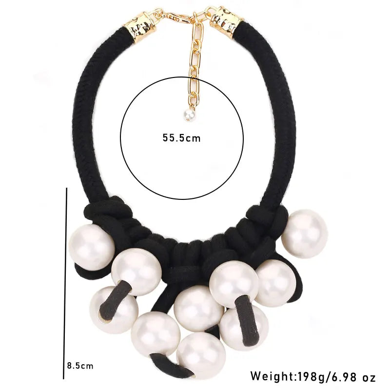 Statement Necklace with Big Pearls Design for Women Trendy Wedding Party Jewelry