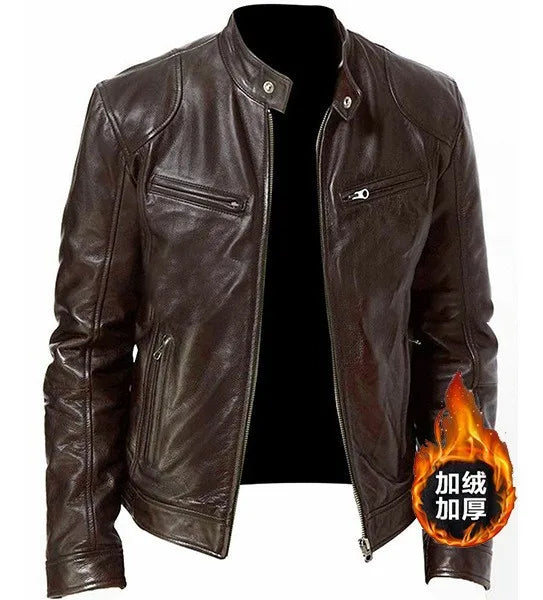 9XL Leather Men's Sports Leather Motorcycle Leather Jacket Stand Up Collar Fashionable Sports Plus Size Autumn Winter Windproof