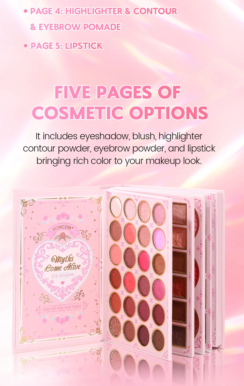 5 Layers All In One Makeup Book Palette,48 Eyeshadow+6 Blush+Contour Highlight Brow Pomade+6 Lipstick Full Face Makeup Kit