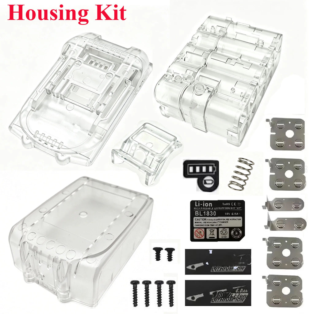 Transparent Lithium Battery Case Housing Kit DIY For Makita 18V Li-ion Batteries BL1830 Box Shell 10 Cell 18650 Connecting Tab