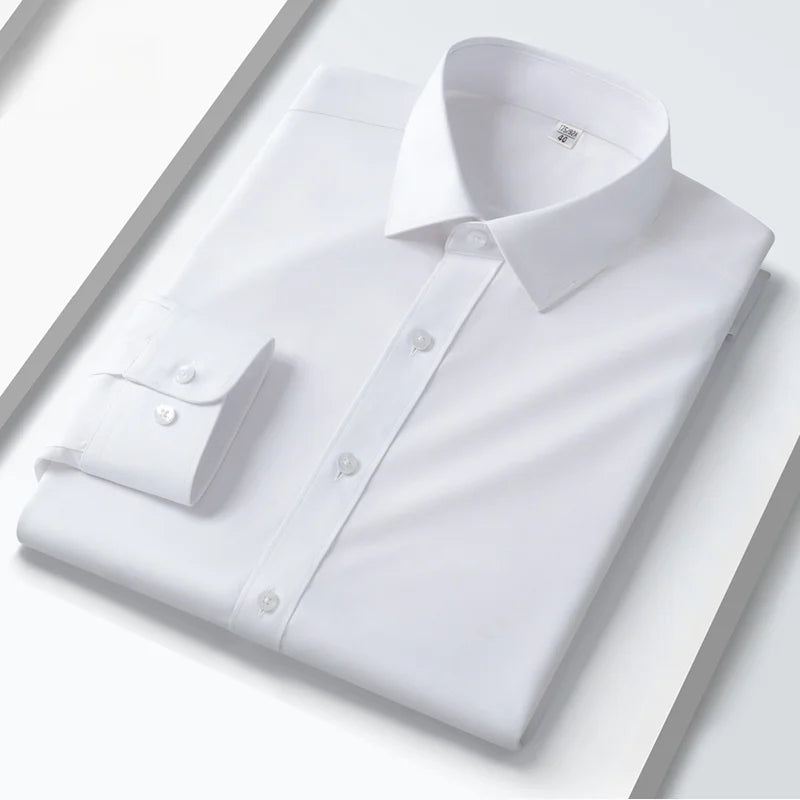 Quality Anti-Wrinkle Men Shirt Long Sleeves Dress Shirts For Men Slim Fit Camisa Social Business Blouse White Office Shirt S-5XL