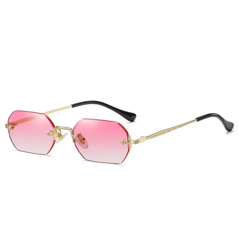 Vintage Rimless Polygon Sunglasses Women Men Luxury Brand Designer Popular Travel Small Frame Sun Glasses Ladies