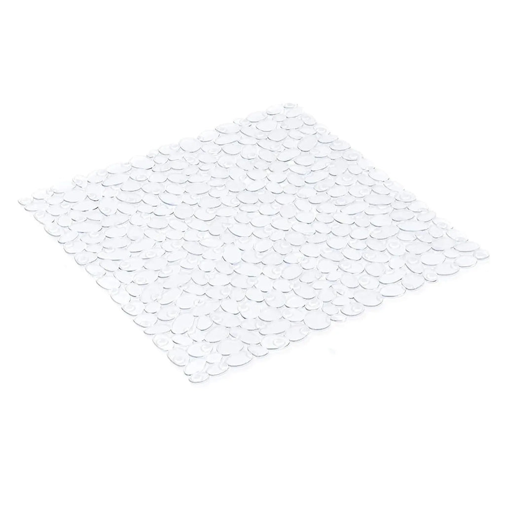 Premium Transparent Non-Slip Shower Mat 20.5x21 PVC Bathtub Mat with Strong Suction Cups Pebble Texture Quick Drain Holes