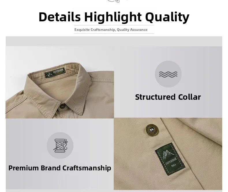 Men's Long Sleeve Outdoor Workwear Shirt Breathable Comfortable Cotton Sweat Absorbent Casual Business Style Loose Fit Spring...