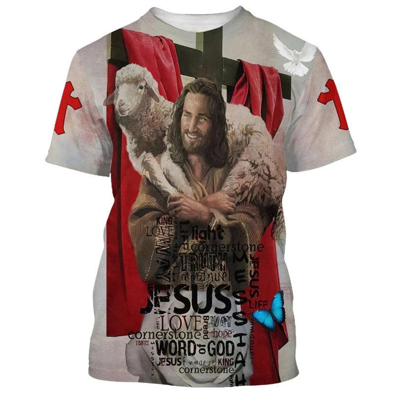 New 3D Print Jesus Lion Eagle Graphic T Shirt For Men Women Tees Trendy Unisex USA Flag T-shirts Casual Short Sleeve Kids Tops