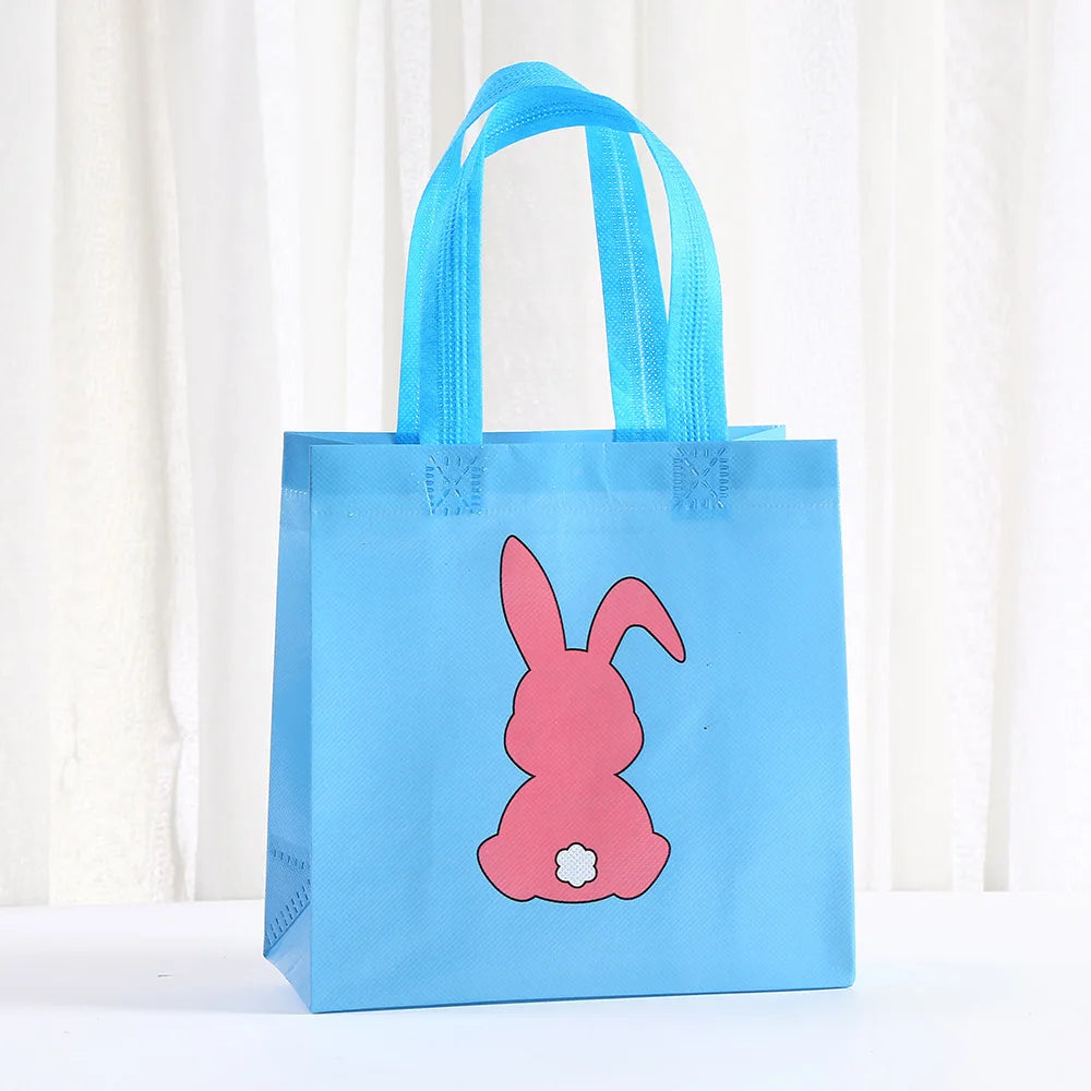 12/30pcs Easter Bunny Gift Bags Colorful Non-Woven Fabric Bags for Easter Party Treats Goodies and Small Gifts Candy Egg Bags