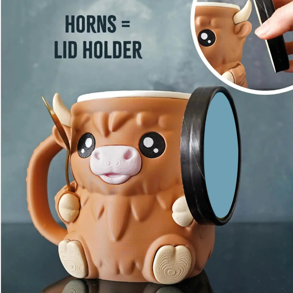16oz Highland Cow Ice Cream Pint Holder Dessert Tub with Antifreeze Handl Ice-Creams Sleeve Cooler Container Kitchen Gadgets
