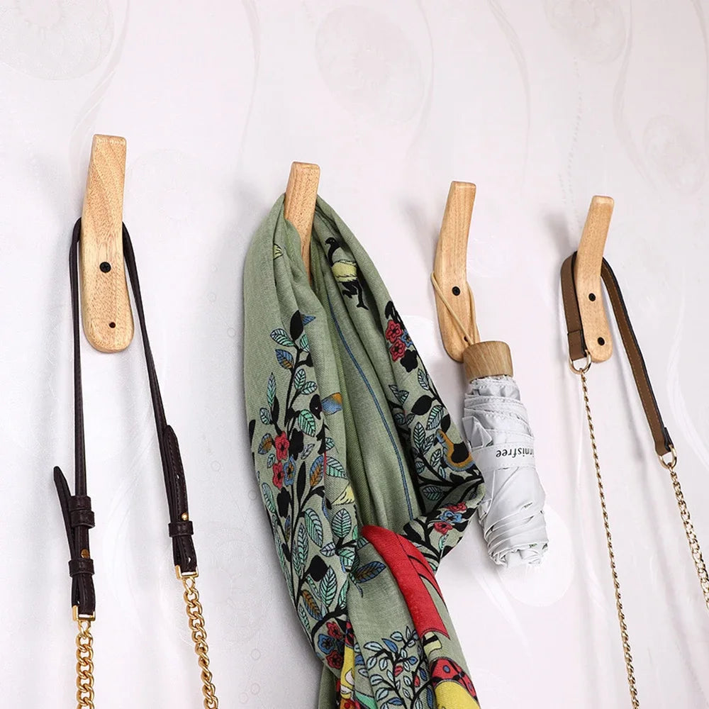 1Pc Oak Wood Coat Hanger Hook Home Bathroom Hallway Key Bedroom Door Kitchen Gadgets Organizer Wall Mounted Storage Rack Holder