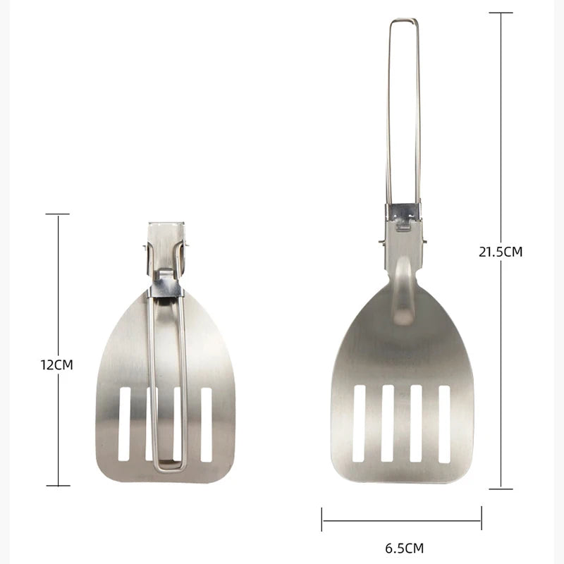 Folding Spatula Food  Fold Spoon Frying Shovel Stainless Steel Outdoor Camping Gear Cooking Accessories Picnic Equipment